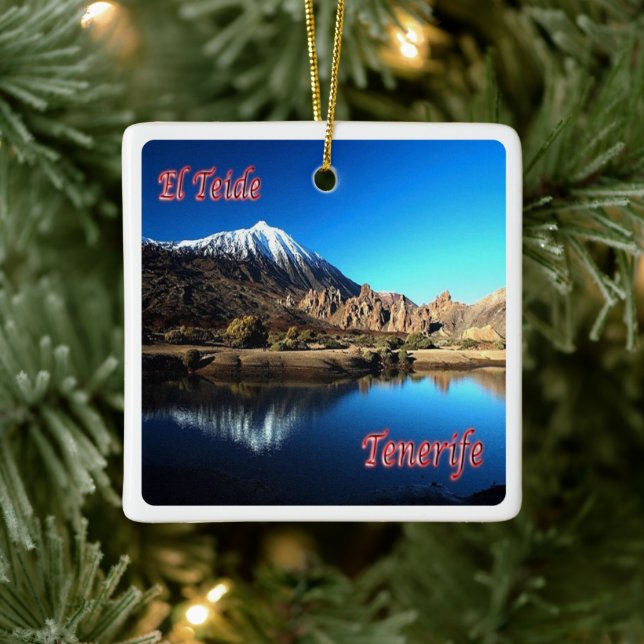 zES006 EL TEIDE Tenerife Spain, Ceramic Ornament (Tree)
