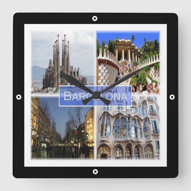 zES010 BARCELONA, Spain, Europe, Square Wall Clock (Front)