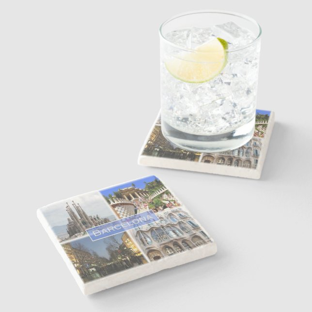 zES010 BARCELONA, Spain, Europe, Stone Coaster (Side)
