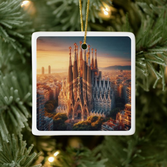 zES013 BARCELONA Basilica Sagrada Familia, Ceramic Ornament (Tree)