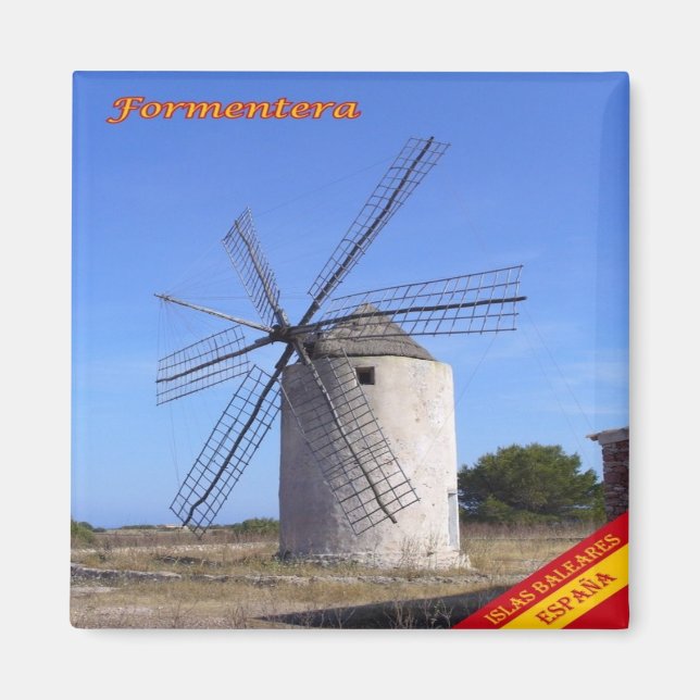 zES062 FORMENTERA WINDMIL, Balearic Spain, Fridge Magnet (Front)