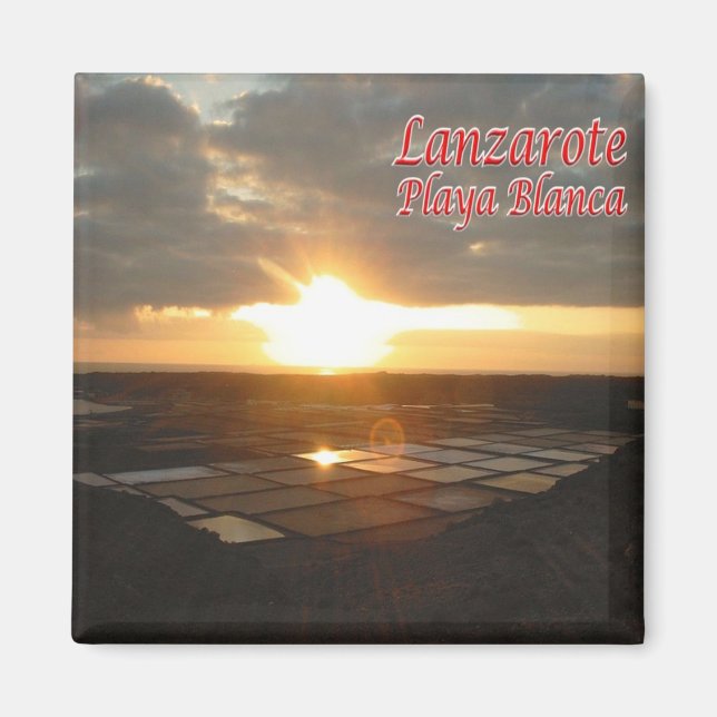 zES087 LANZAROTE, WHITE BEACH, Spain, Fridge Magnet (Front)