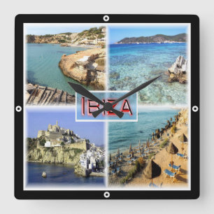 zES109 IBIZA old town, CALA TARIDA, SES SALINAS, Square Wall Clock