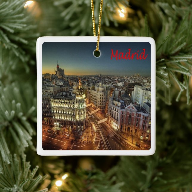 zES118 MADRID City, Spain, Europe, Ceramic Ornament (Tree)