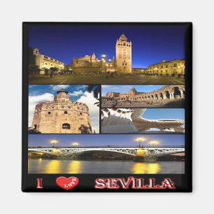 zES132 SEVILLA "I Love", Spain, Fridge Magnet
