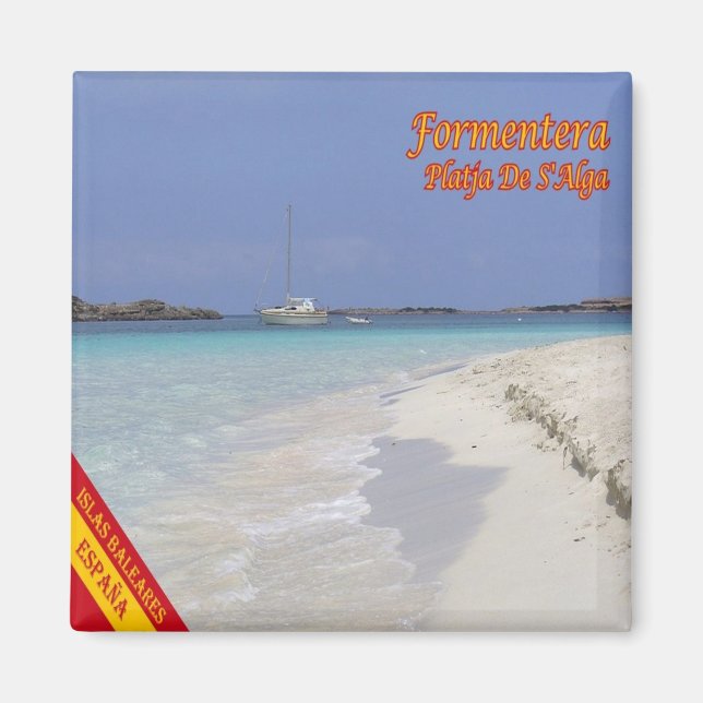zES148 The S'Alga Beach, Spain, Fridge Magnet (Front)