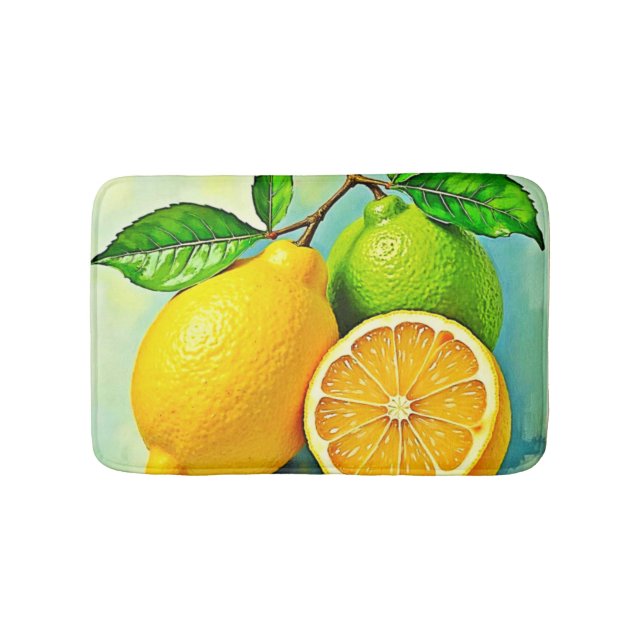 Zesty Citrus Burst of Sunshine Design Bath Mat (Front)