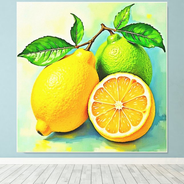 Zesty Citrus Burst of Sunshine Design Canvas Print (Insitu(Wood Floor))
