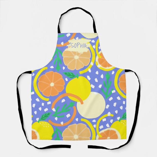 Zesty Citrus Geometric Confetti Chef Amalfi Coast Apron (Front)