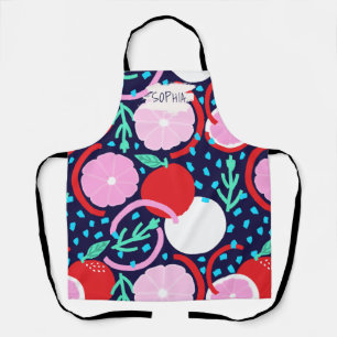 Zesty Citrus Geometric Confetti Chef Midnight Apron