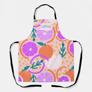 Zesty Citrus Geometric Confetti Chef Pink Lemonade Apron