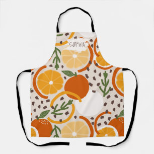 Zesty Citrus Geometric Confetti Chef Retro Kitchen Apron
