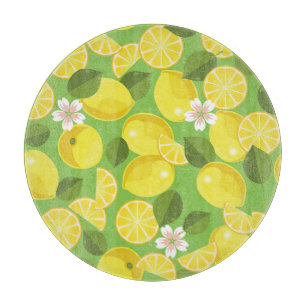 Zesty Lemon: Citrus Pattern Delight Cutting Board