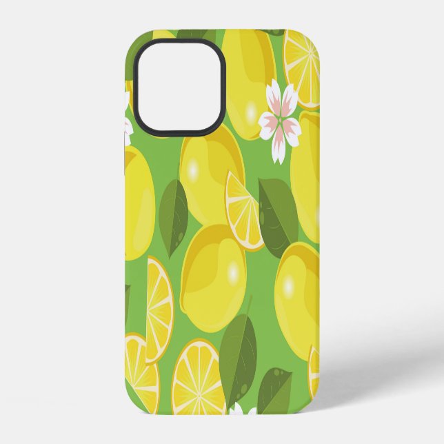 Zesty Lemon: Citrus Pattern Delight iPhone Case (Back)
