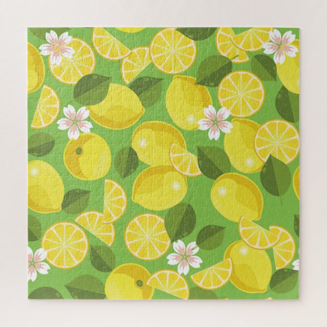 Zesty Lemon: Citrus Pattern Delight Jigsaw Puzzle (Vertical)