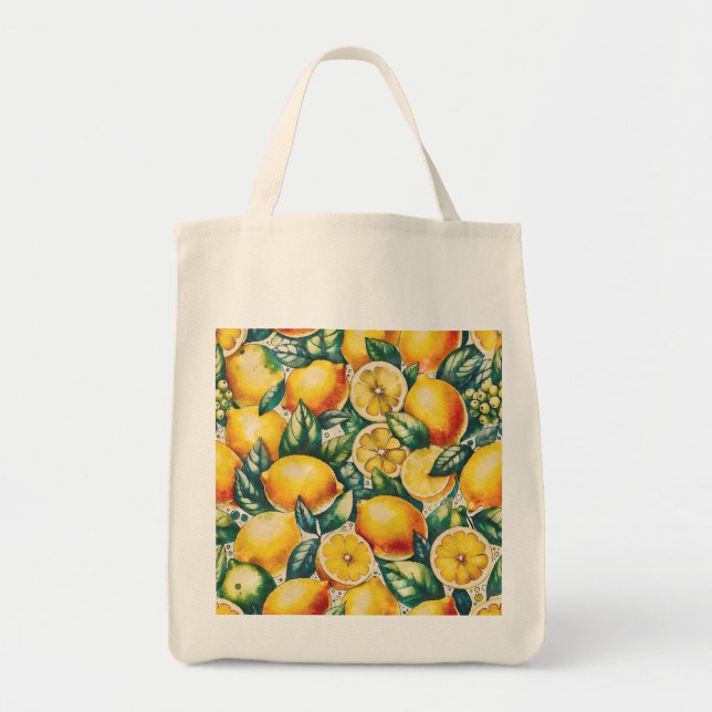 Zesty Lemon Citrus Tote Bag (Front)
