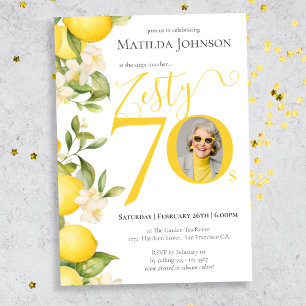 Zesty Lemon Photo Fun 70th Birthday Party Invitation