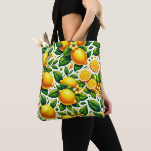 Zesty Lemon Whirl: A Citrus Symphony Tote Bag