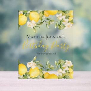 Zesty Lemons Fun Yellow Birthday Party Acrylic Sign