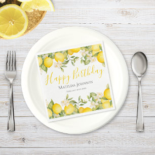 Zesty Lemons Fun Yellow Birthday Party Napkin