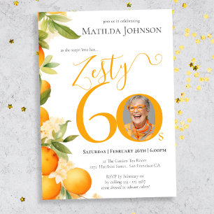 Zesty Orange Photo 60th Birthday Party Invitation