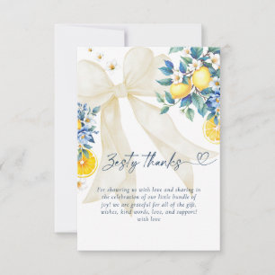 Zesty Thanks Lemon Mediterranean Baby Shower Thank You Card