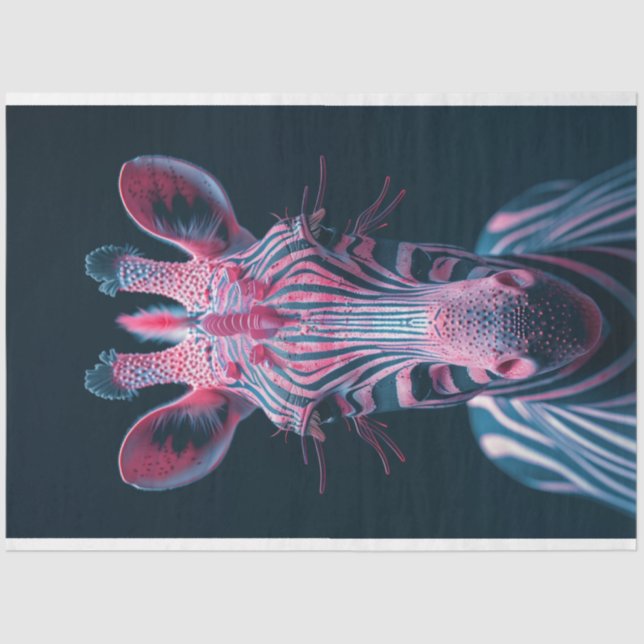 Zesty Vibrant Pink Coloured Zebra Decoupage  Tissue Paper (Front)