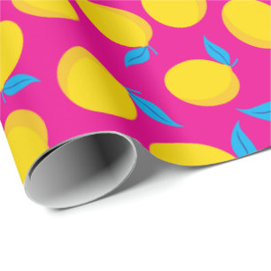 Zesty Yellow Lemons Summer Vibrant Pink Seamless Wrapping Paper