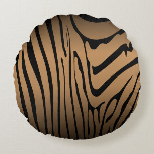 Zesty Zebra Brown  Round Cushion