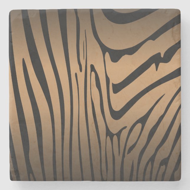 Zesty Zebra Brown  Stone Coaster (Front)