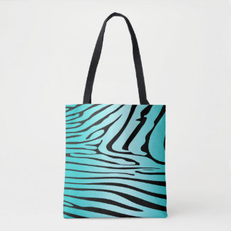 Zesty Zebra Cyan Tote Bag