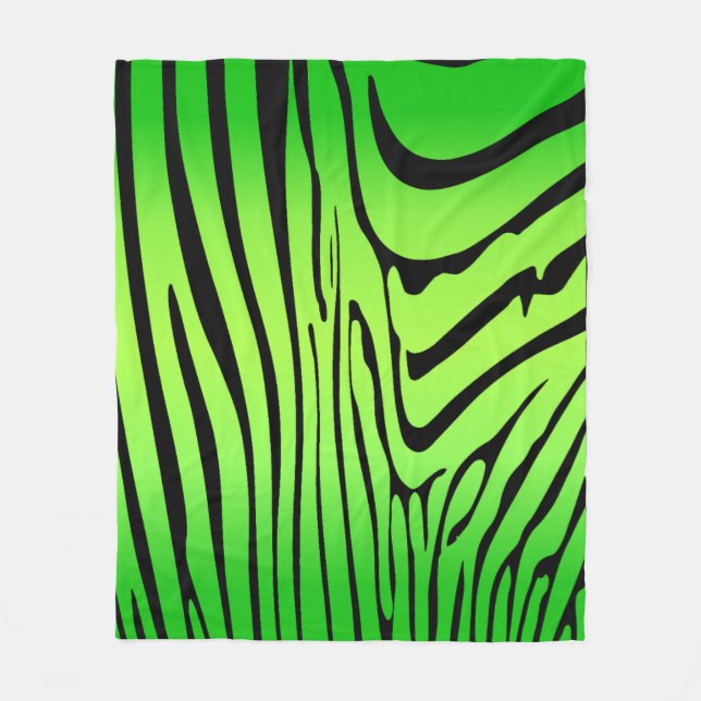 Zesty Zebra Green Fleece Blanket (Front)