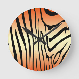 Zesty Zebra Orange Round Clock