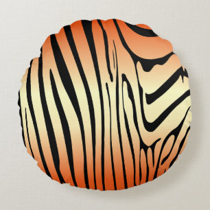 Zesty Zebra Orange Round Cushion