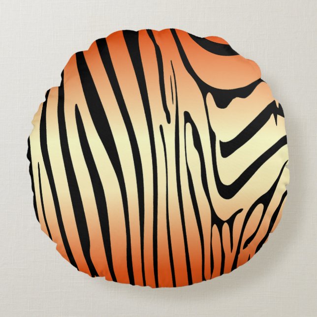 Zesty Zebra Orange Round Cushion (Front)