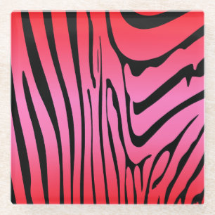 Zesty Zebra Red Glass Coaster