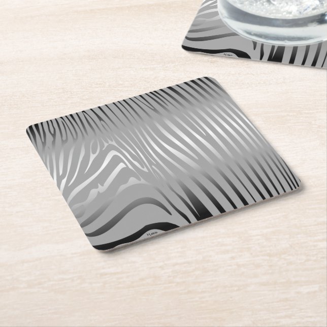 Zesty Zebra Square Paper Coaster (Angled)