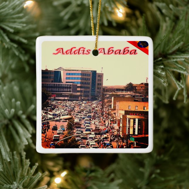 zET006 ADDIS ABEBA, Bustling Centre, Ceramic Ornament (Tree)