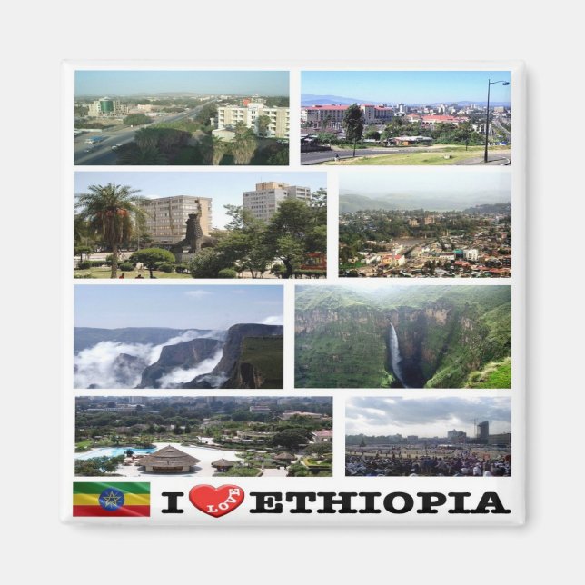 zET015 ETHIOPIA I Love, Mosaic, Africa, Fridge Magnet (Front)