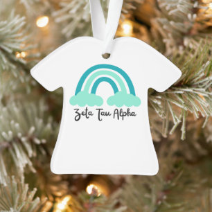 Zeta Tau Alpha Sorority Teal Green Rainbow Ornament