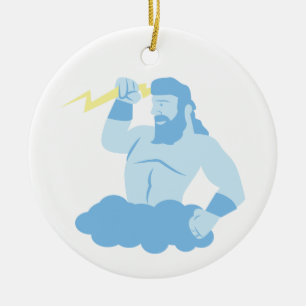 Zeus and Lightening Ceramic Tree Decoration