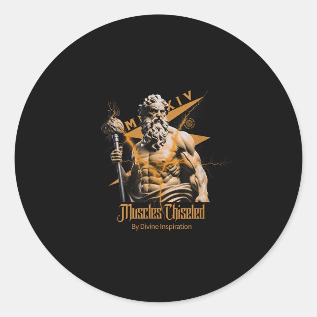 Zeus Greek Gods Thunder Mythology Gym Fitness Moti Classic Round Sticker (Front)