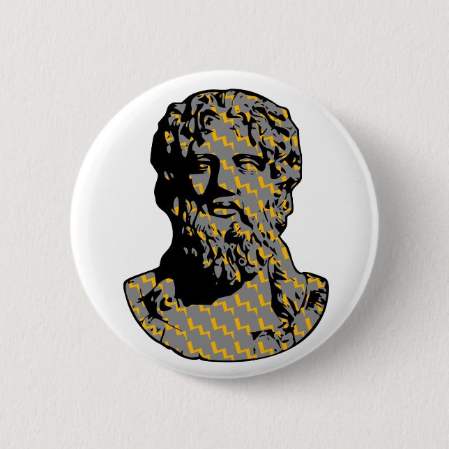 Zeus marble statue 6 cm round badge (Front)