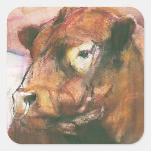 Zeus Red Belted Galloway Bull 2006  2 Square Sticker