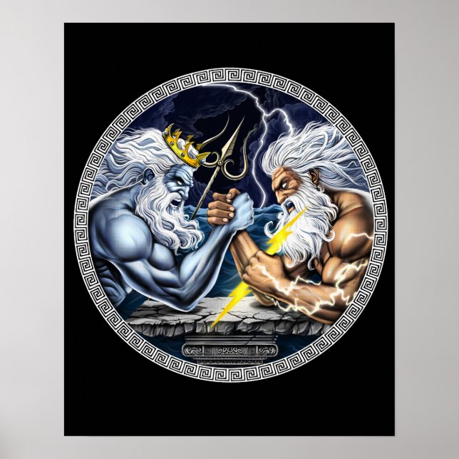 Zeus vs Poseidon Arm Wrestling Poster (Front)