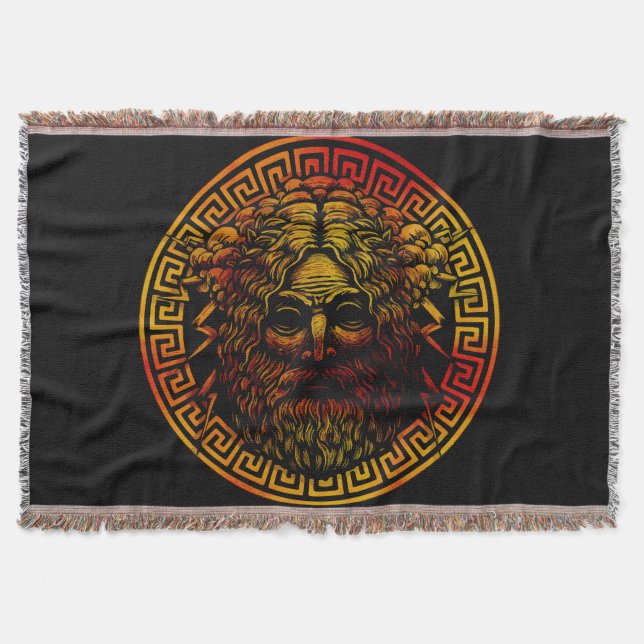 Zeus's Ancient Shield Art Print Throw Blanket (Front)