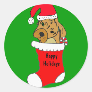 ZF- Fun Puppy in a Stocking Stickers