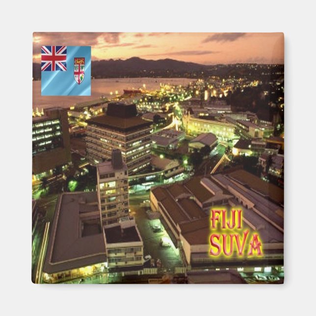 zFJ005 FIJI, Suva at Night, Oceania, Fridge Magnet (Front)