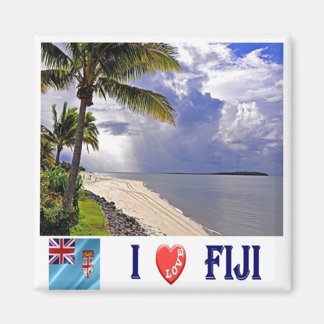 zFJ007 FIJI I Love, Oceania, Fridge Magnet (Front)