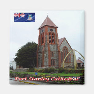 zFK006 PORT STANLEY Cathedral, Falkland, Fridge Magnet
